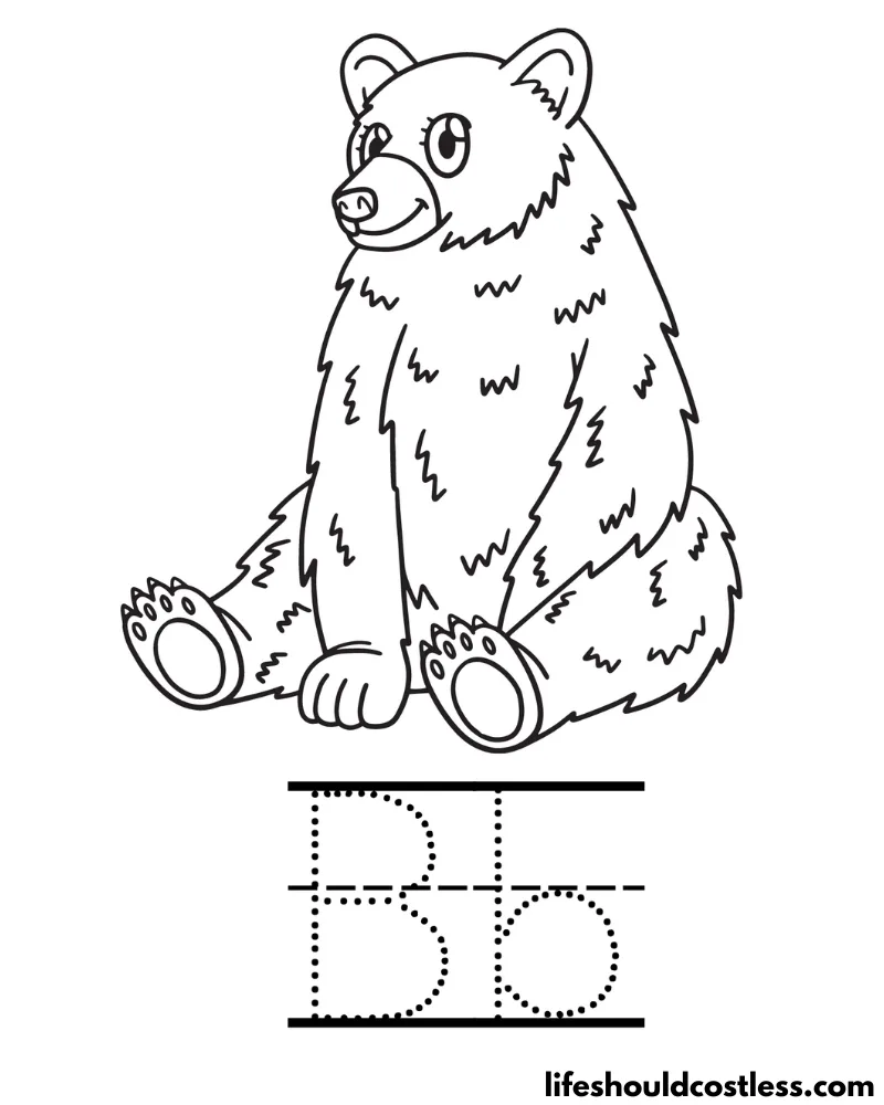 Letter B Is For Bear Coloring Page Example