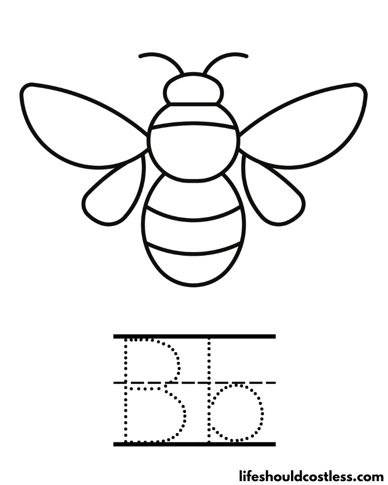 Letter B Is For Bee Coloring Page Example