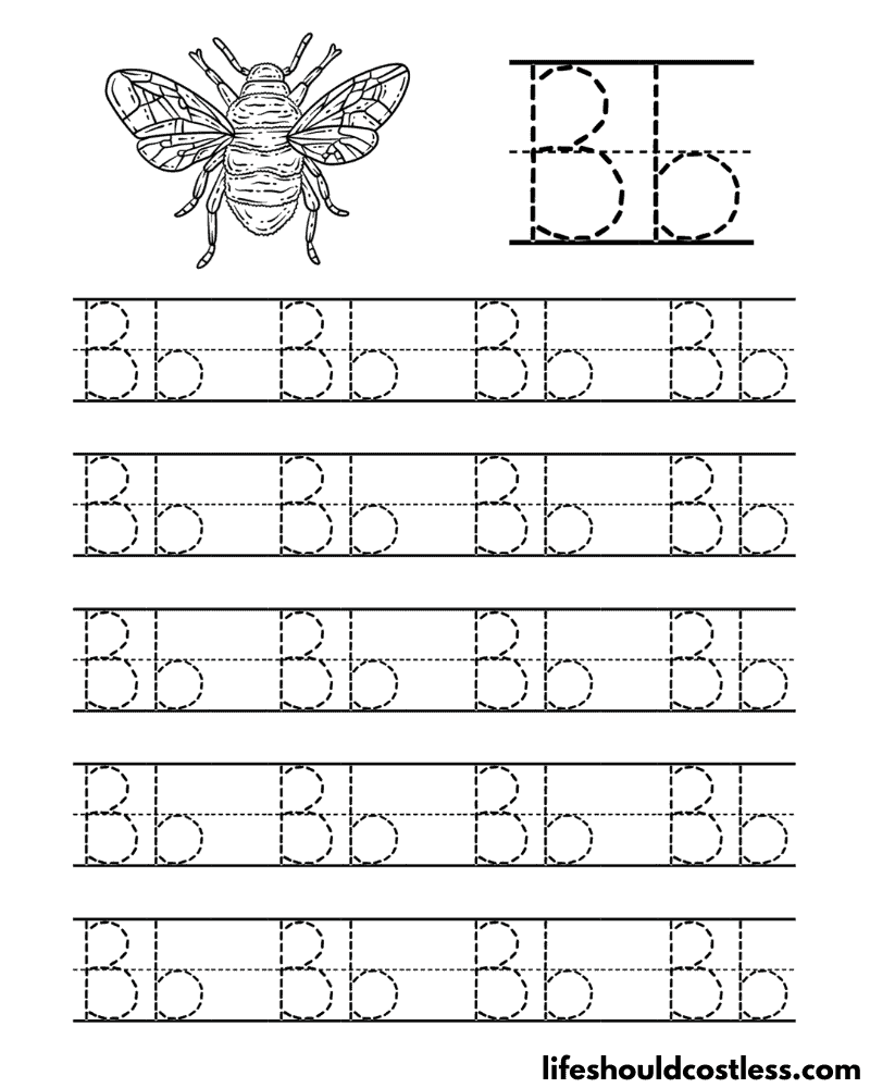 Letter B is for bee word page example