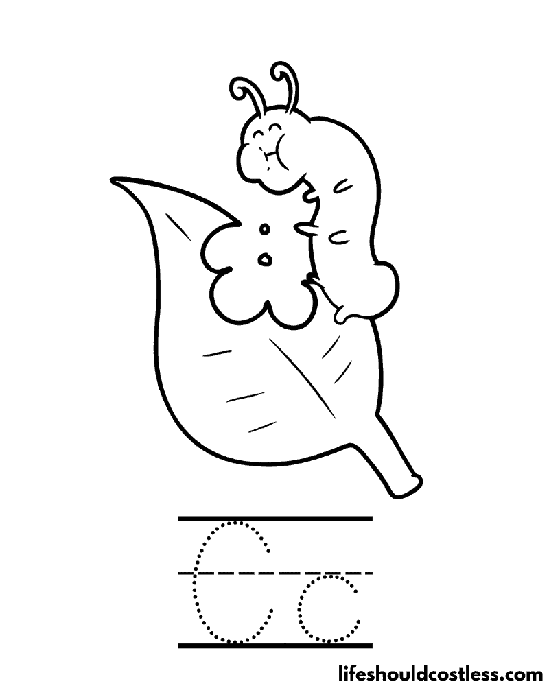 Letter C Is For Caterpillar Coloring Page Example