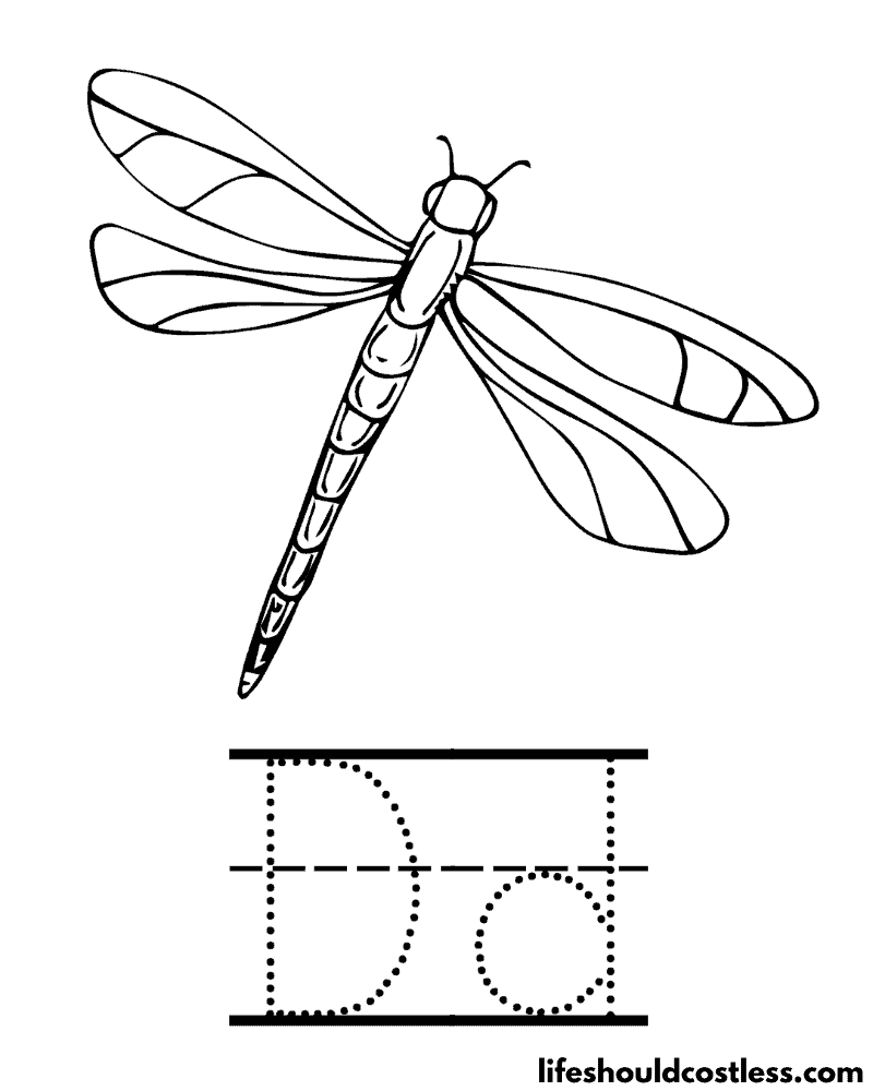 Letter D Is For Dragonfly Coloring Page Example