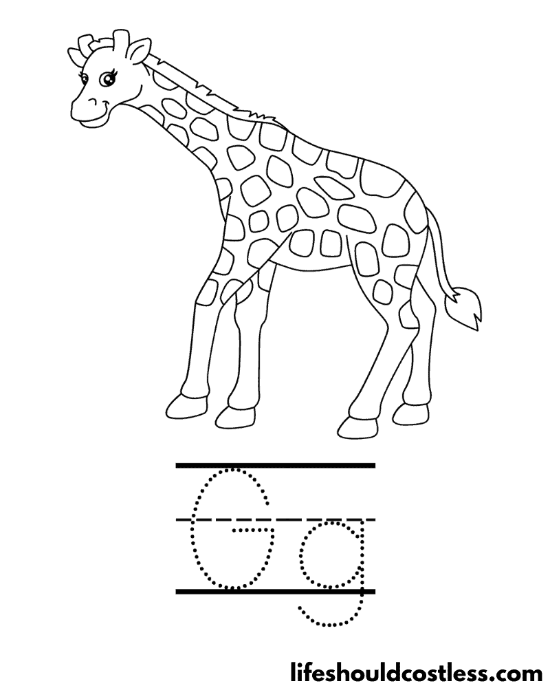 Letter G Is For Giraffe Coloring Page Example
