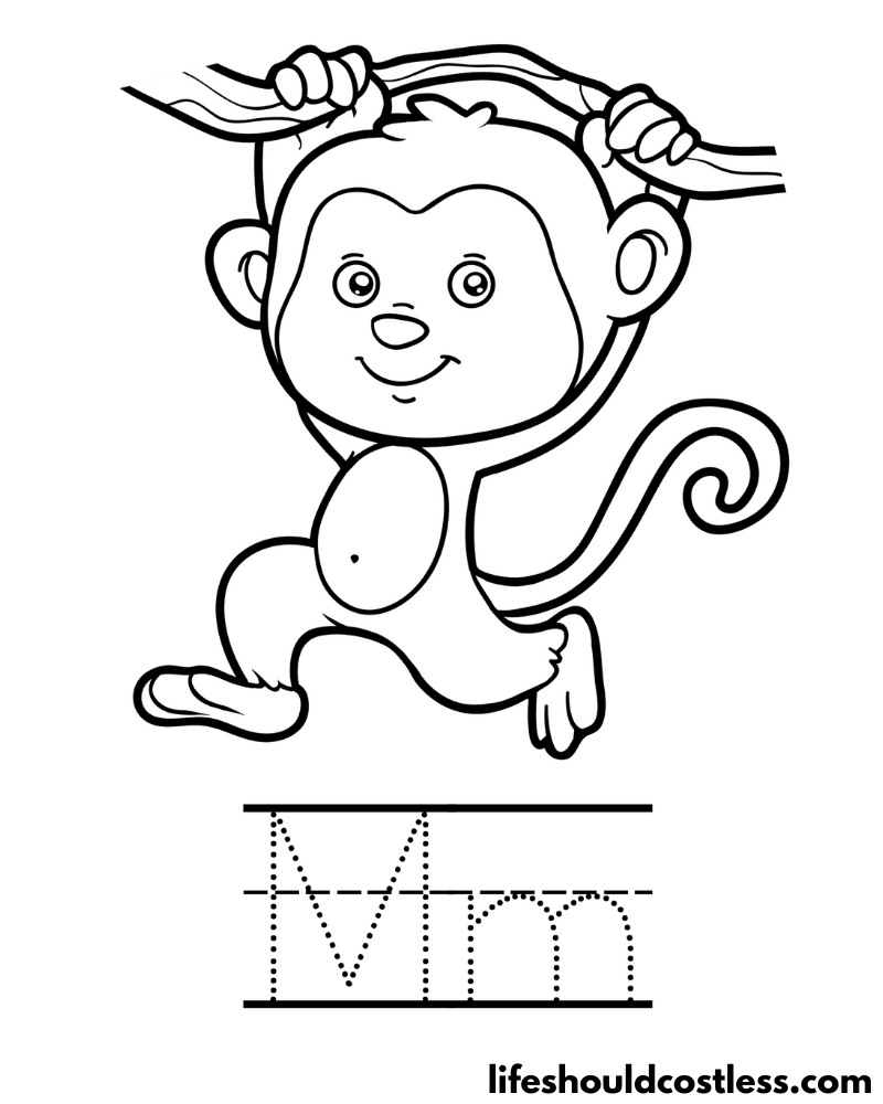 Letter M Is For Monkey Coloring Page Example