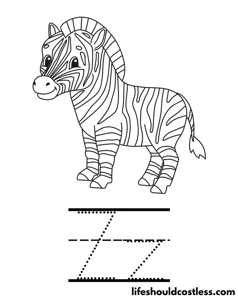 Letter Z Is For Zebra Coloring Page Example