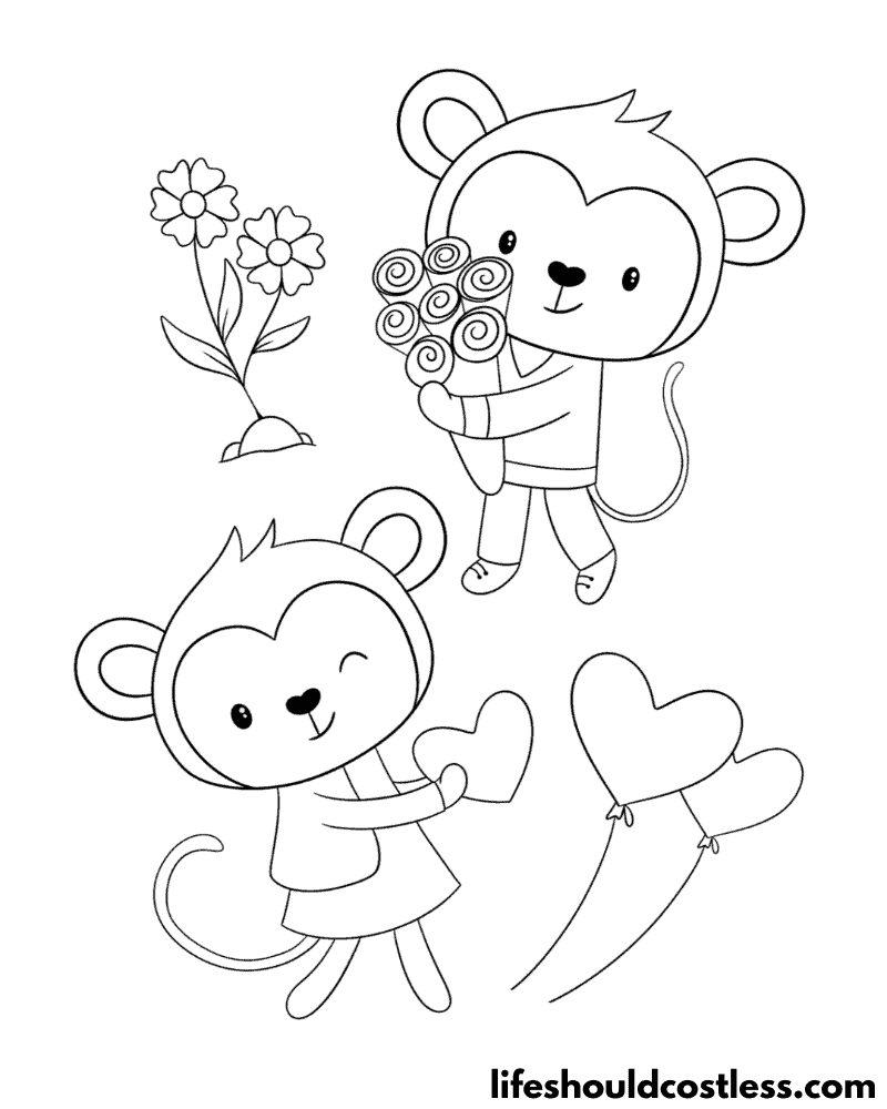 Monkeys Coloring Pages Example
