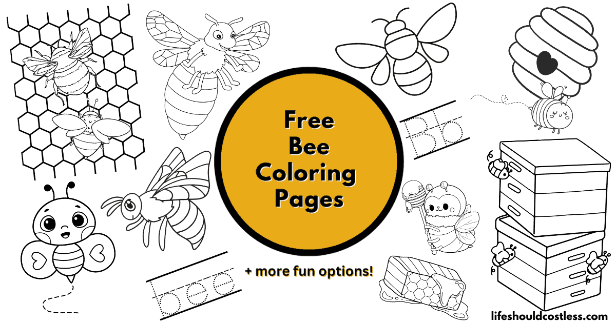 Bee Coloring Pages (free printable PDF templates) - Life Should Cost Less