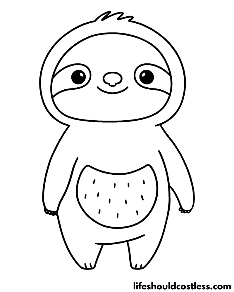 Baby sloth colouring pages example