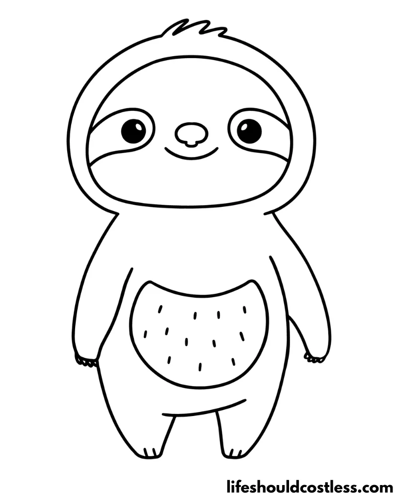 Baby sloth colouring pages example