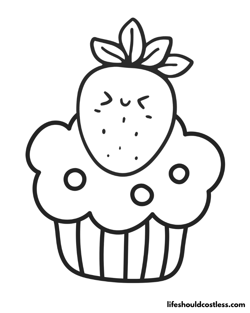 Coloring Pages Strawberry Cupcake Example