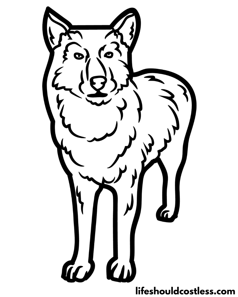 Coloring page of wolf example