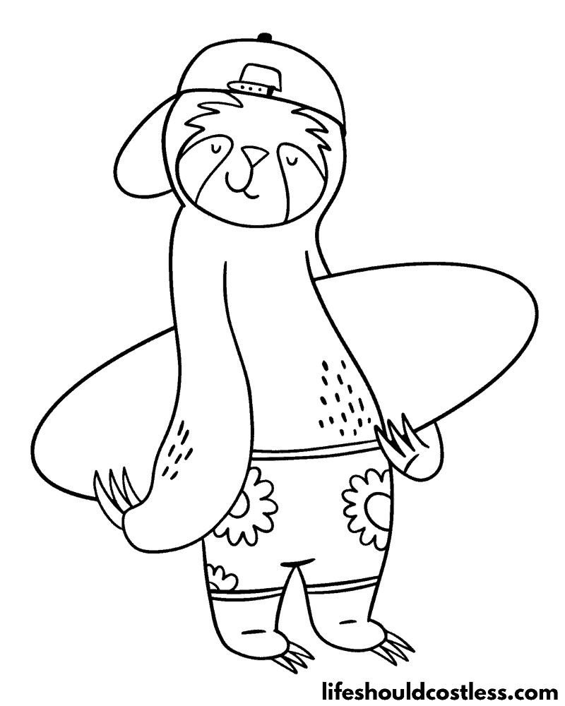Cool sloth coloring page example