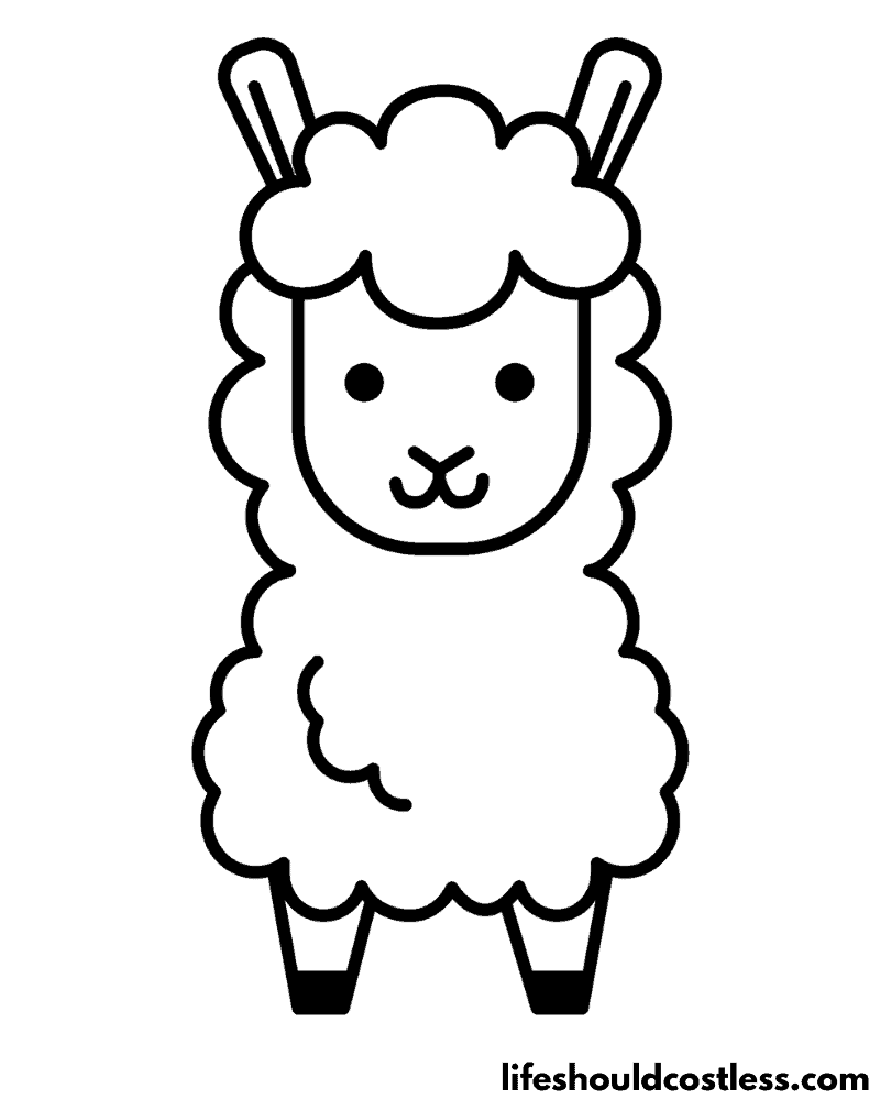 Cute baby llama coloring page example