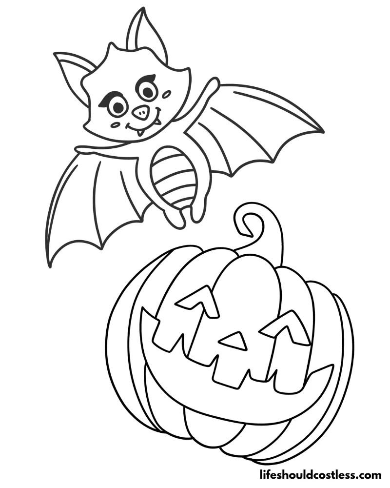 Halloween Coloring Page Of Bat Example