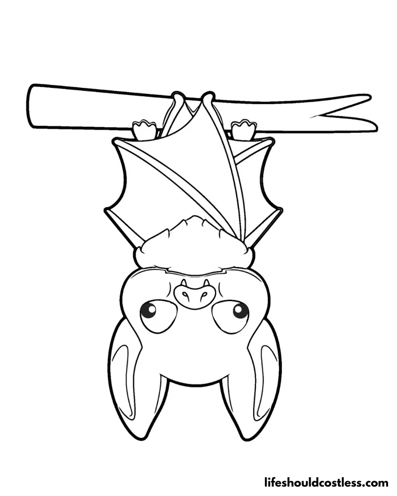 Hanging Bat Colouring Pages Example