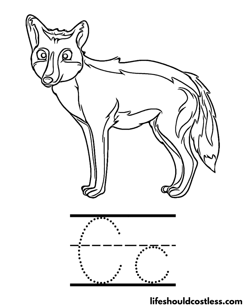 Letter C is for coyote coloring page example