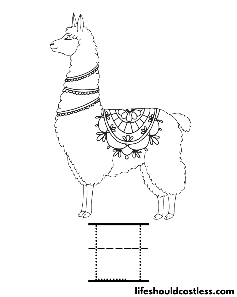 Letter L is for llama coloring page example