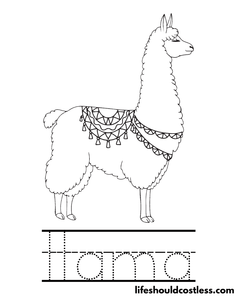 Letter L is for llama worksheet example