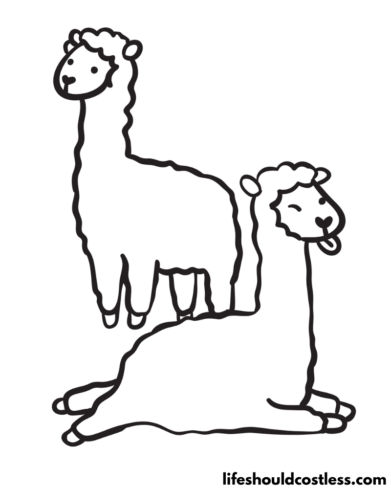 Llama color page example