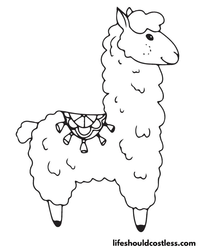 Llama coloring pages free example