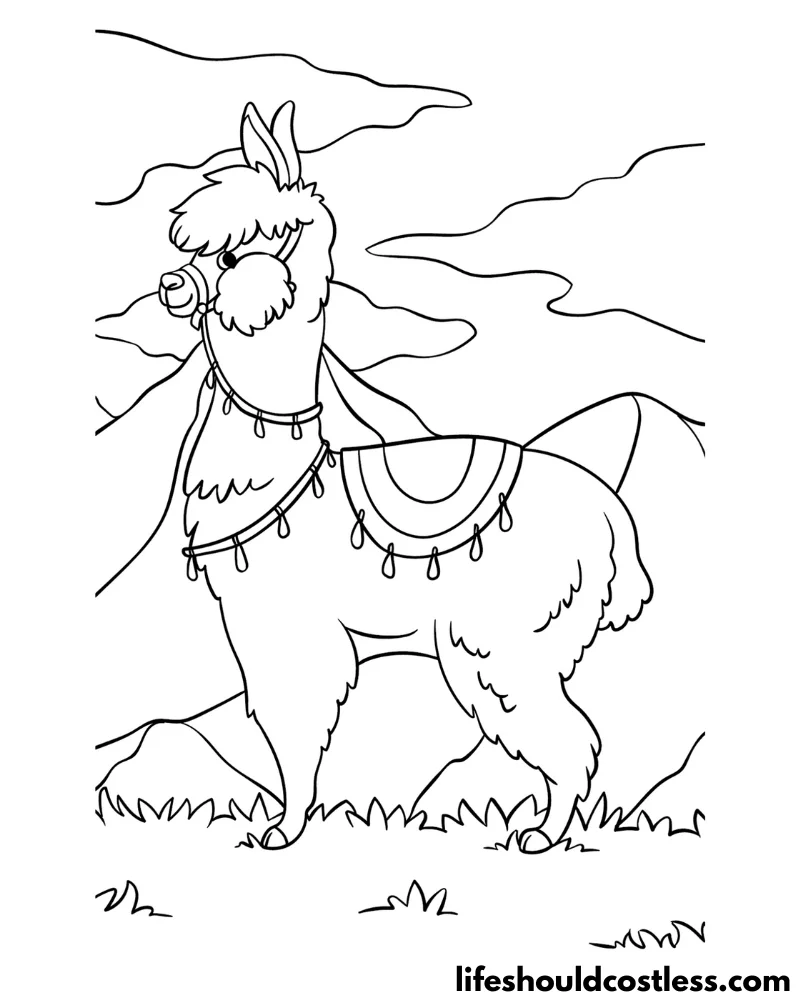Llama colouring pages example