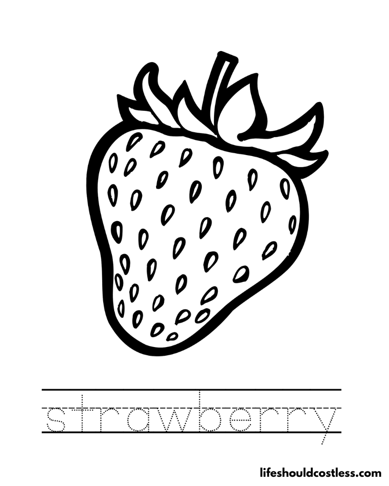 Strawberry Items Coloring Page - Reading adventures for kids ages 3 to 5