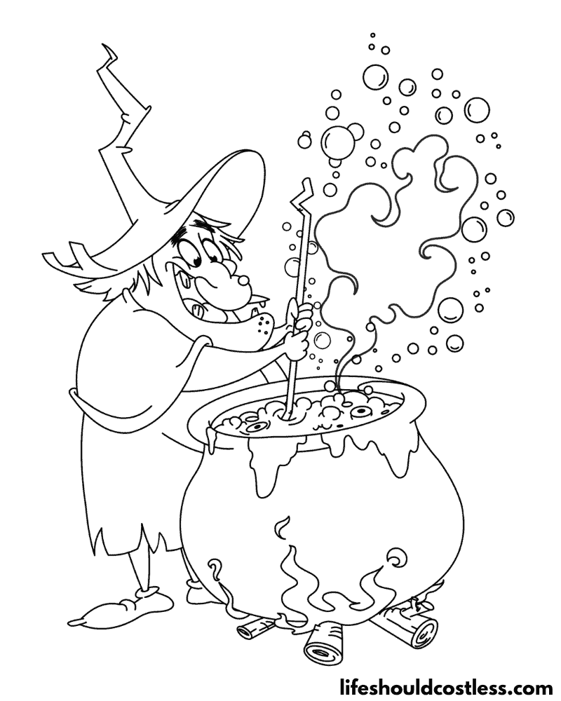Brewing Potion Witch Color Pages Example
