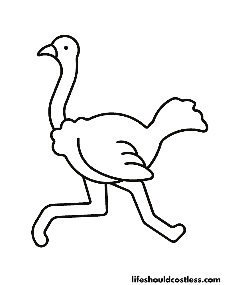 Cartoon emu colouring page example