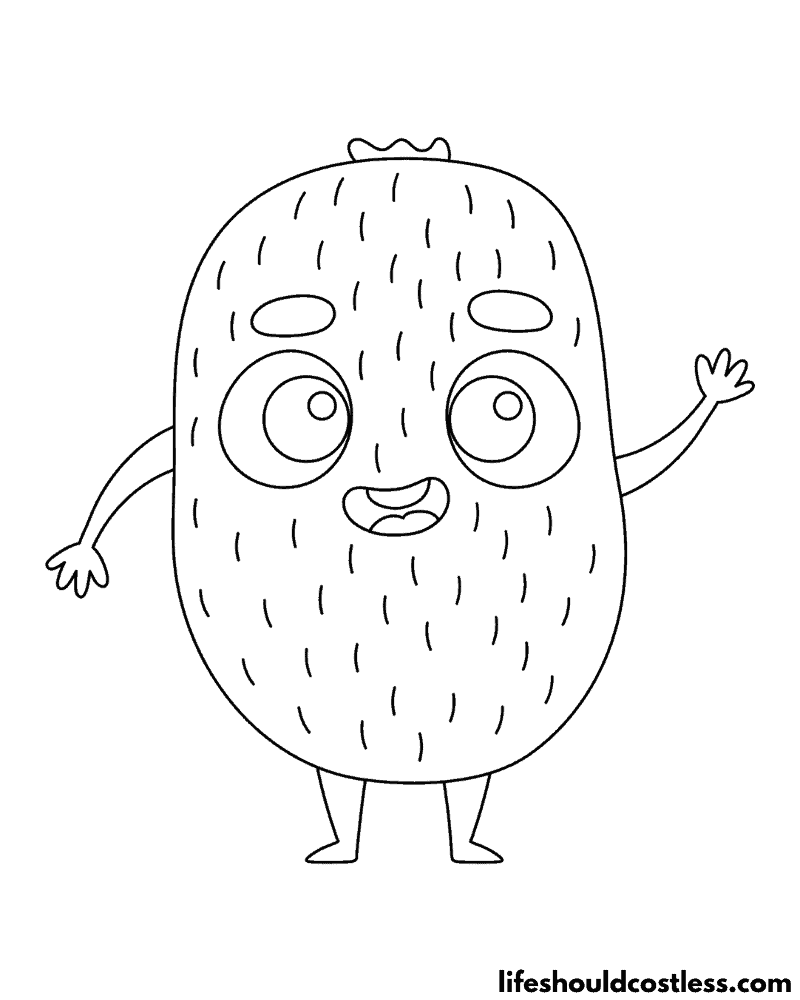 Cartoon kiwi colouring page example