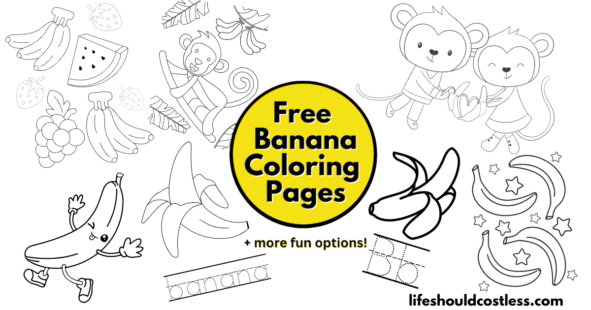 Banana Coloring Pages (free printable PDF templates) - Life Should Cost ...