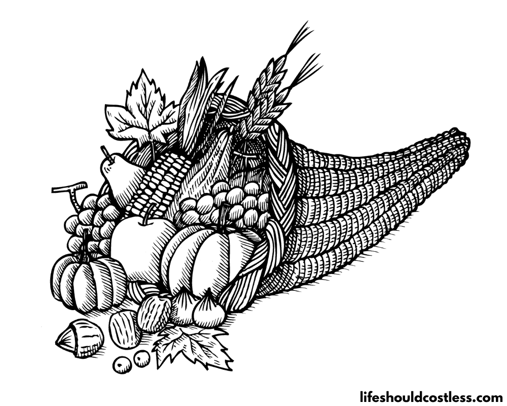 Cornucopia coloring sheet example