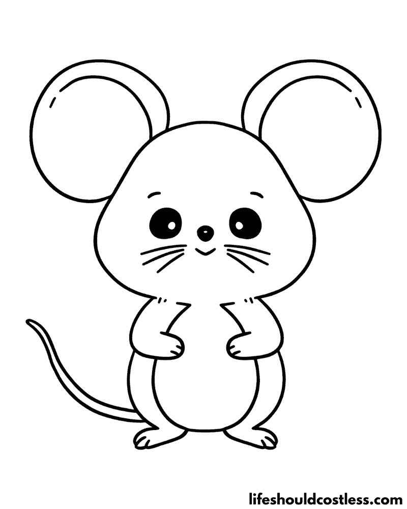 Cute mouse coloring page example