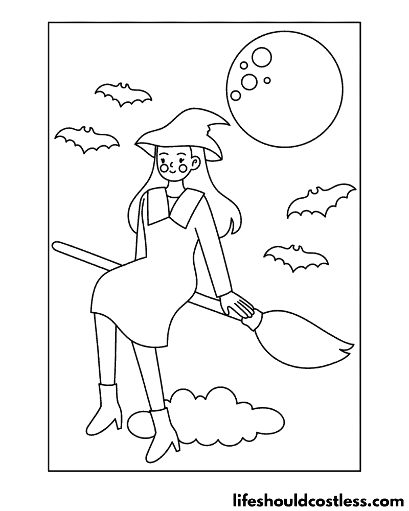 Free witchy coloring pages example