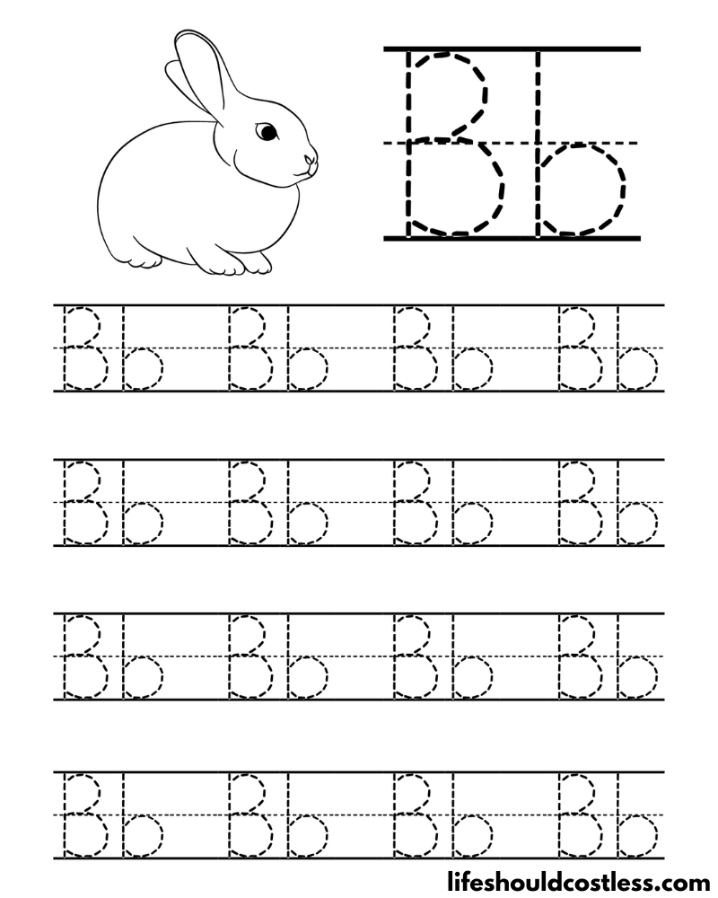 Letter B is for bunny word page example