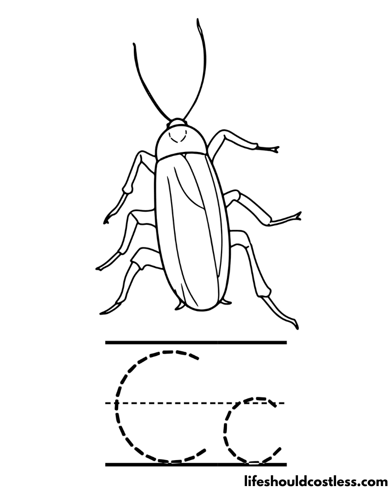 Letter C is for cockroach coloring page example