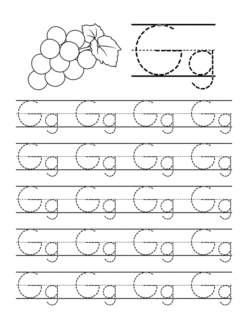 Letter G is for grapes word page