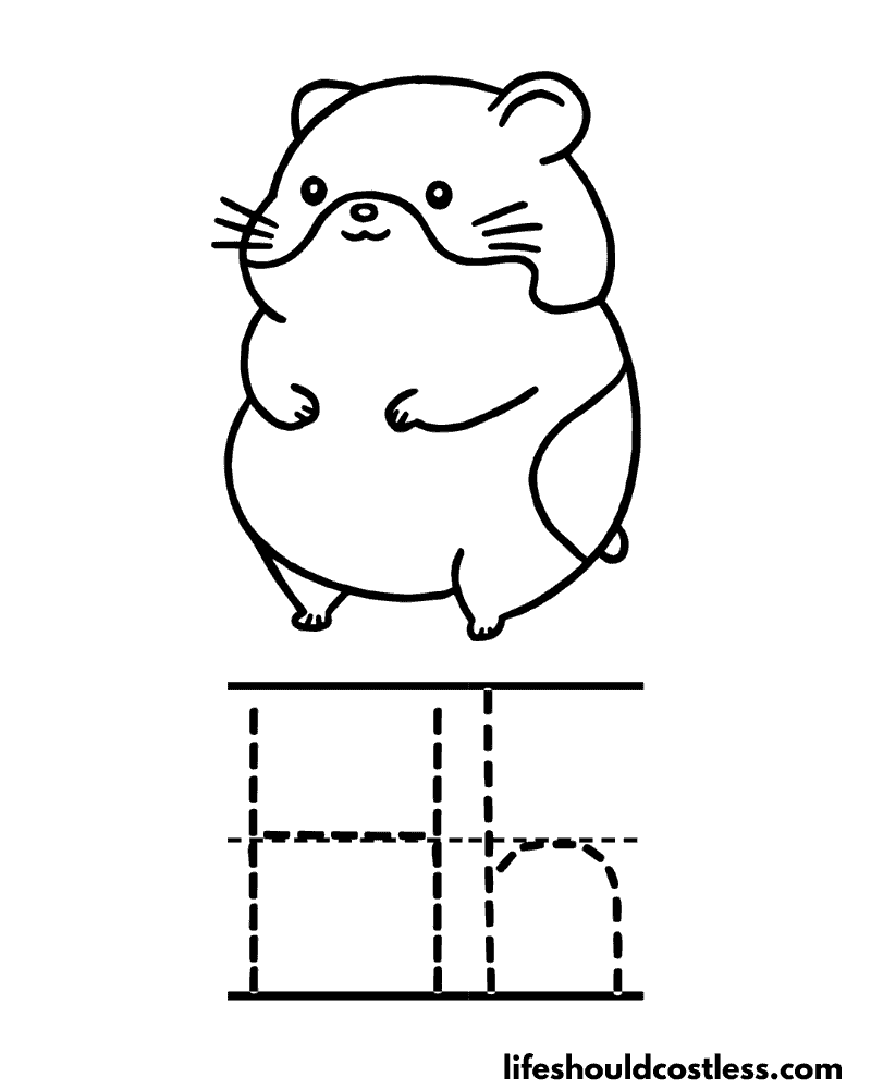 Letter H is for hamster coloring page example