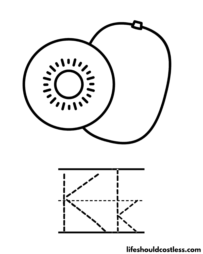 Letter K is for kiwifruit coloring page example