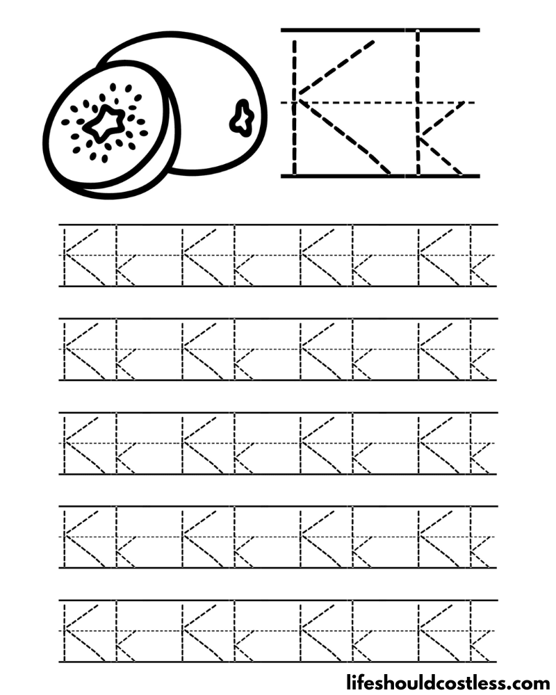 Letter K is for kiwifruit word page example