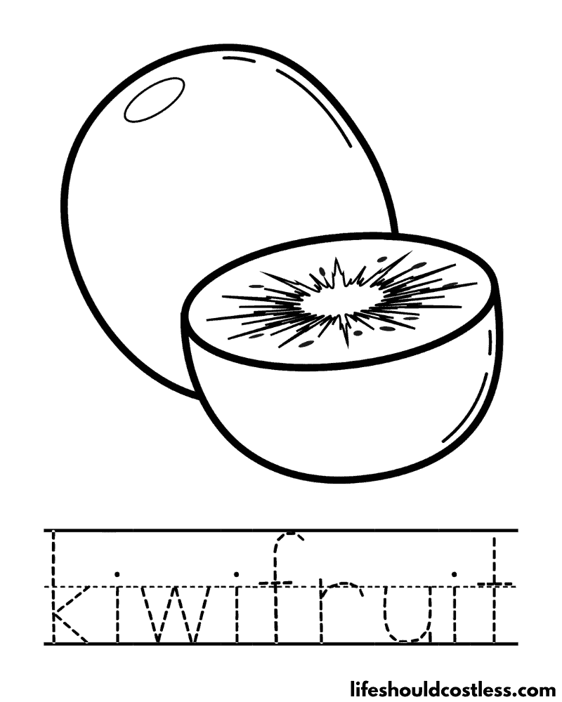 Letter K is for kiwifruit worksheet example
