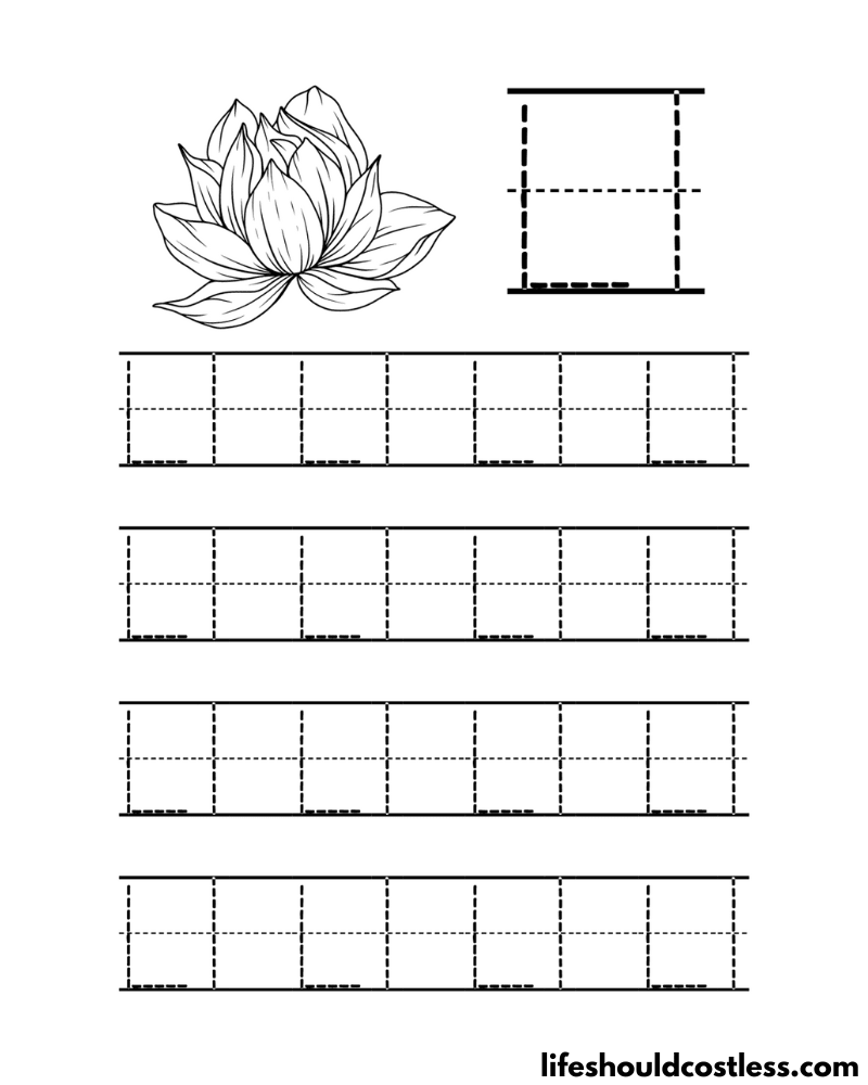 Letter L is for lotus word page example