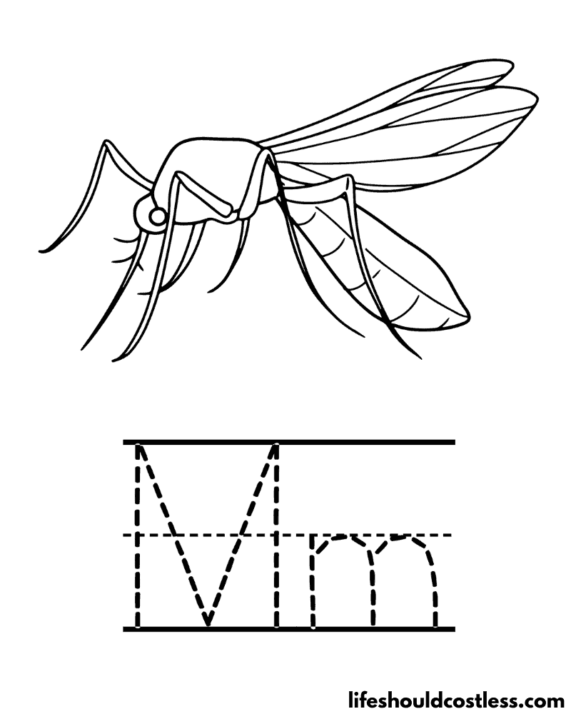 Letter M is for mosquito coloring page example