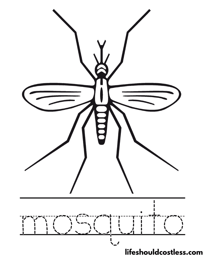 Letter M is for mosquito worksheet example