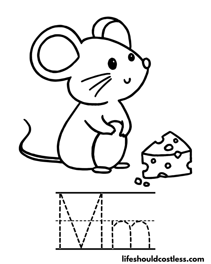 Letter M is for mouse coloring page example