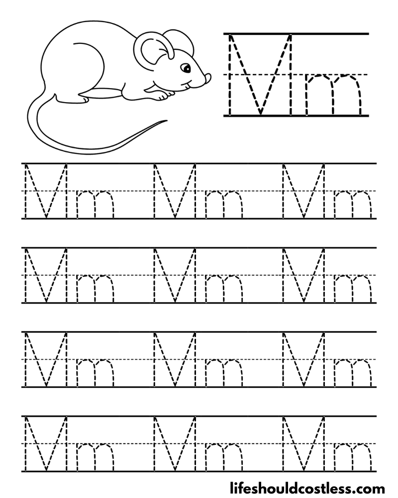 Letter M is for mouse word page example