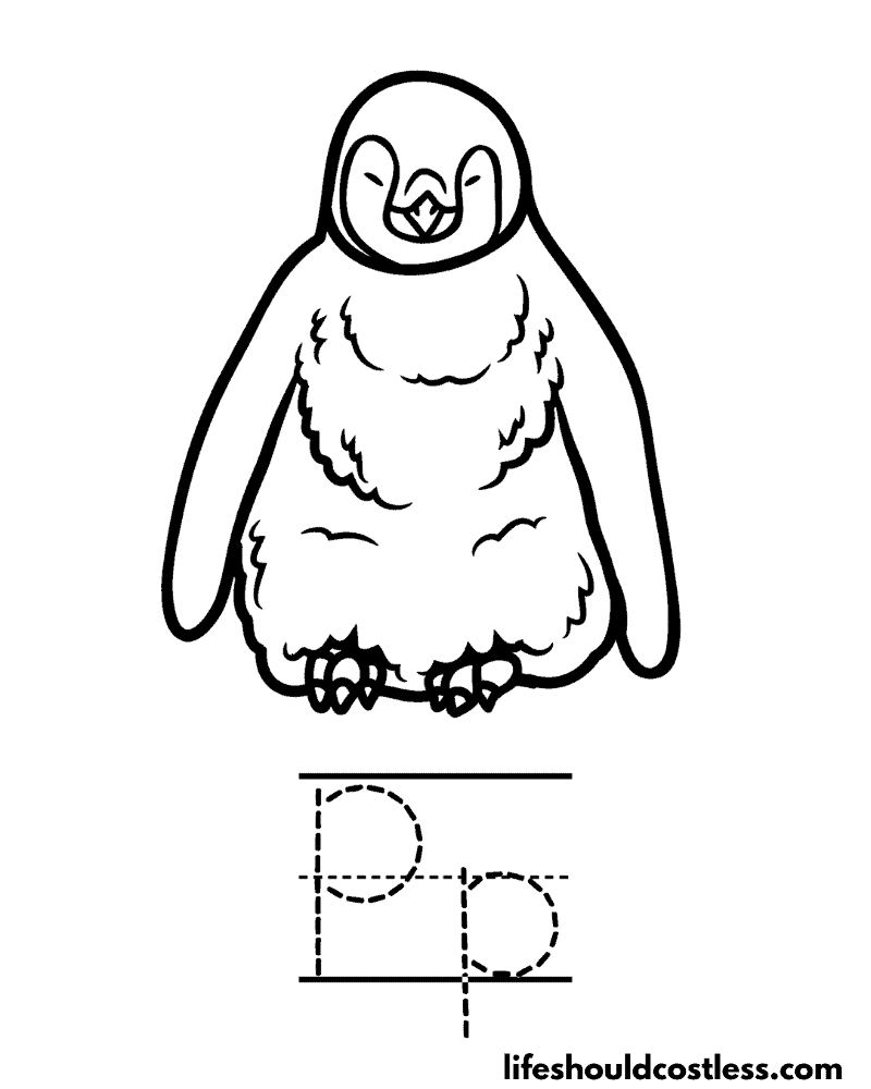 Letter P is for penguin coloring page example