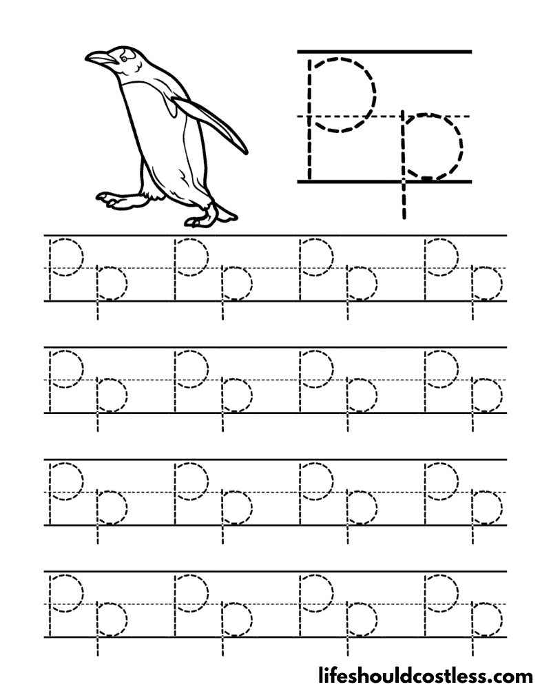 Letter P is for penguin word page example