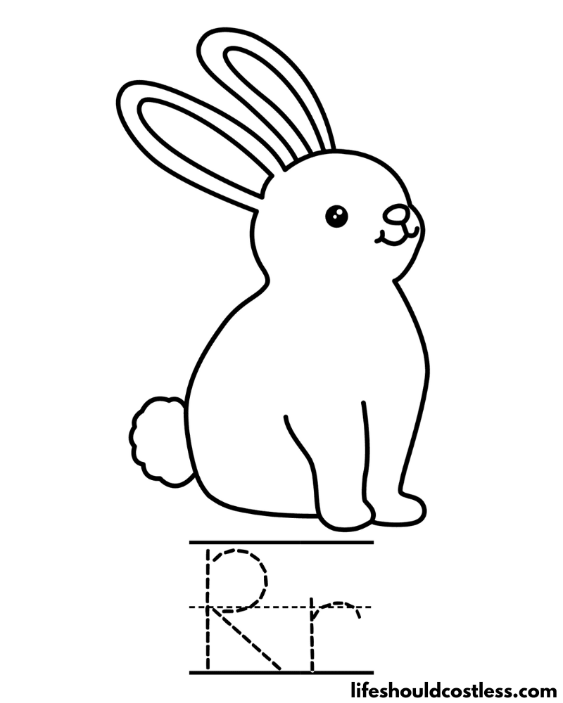 Letter R is for rabbit coloring page example