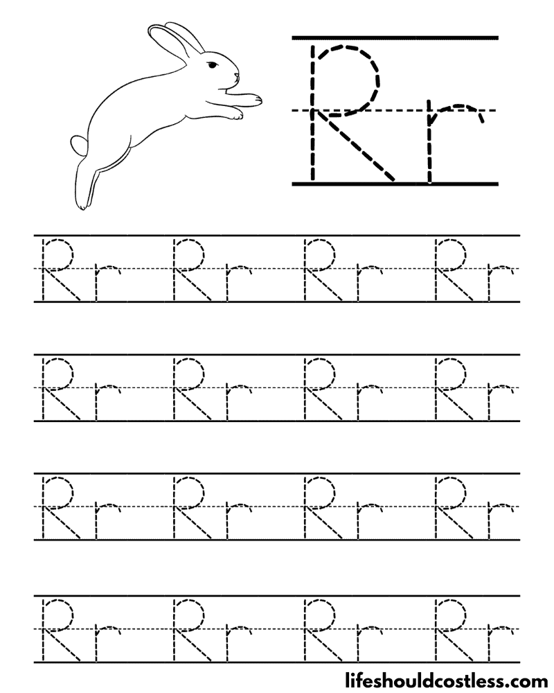 Letter R is for rabbit word page example