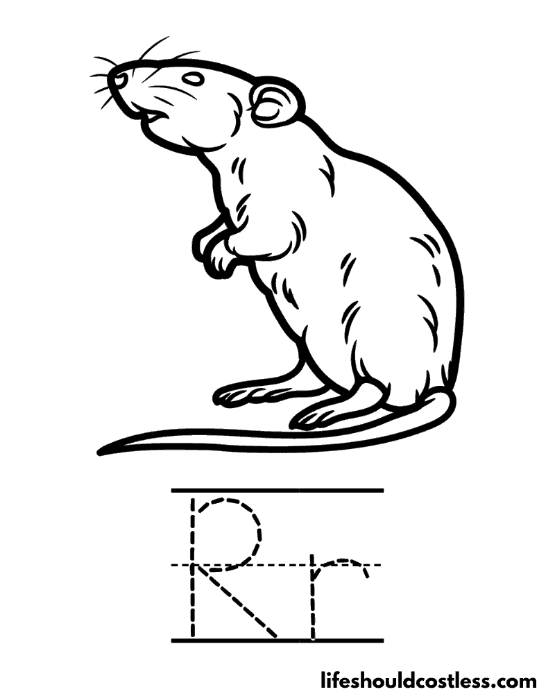 Letter R is for rat coloring page example