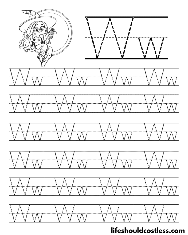 Letter W is for witch word page example
